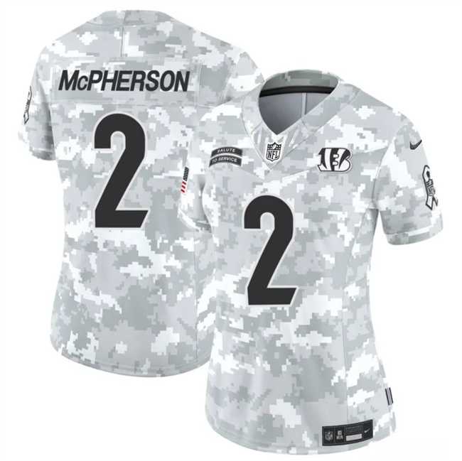 Women%27s Cincinnati Bengals #2 Evan McPherson 2024 F.U.S.E Arctic Camo Salute To Service Limited Stitched Jersey Dzhi